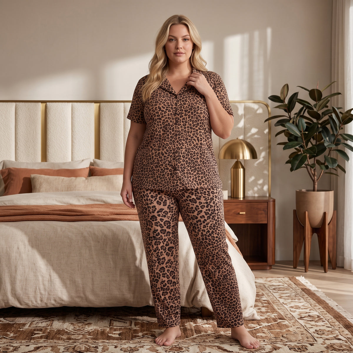 Kısa Kollu Milan Kumaş Kadın Pijama Takımı